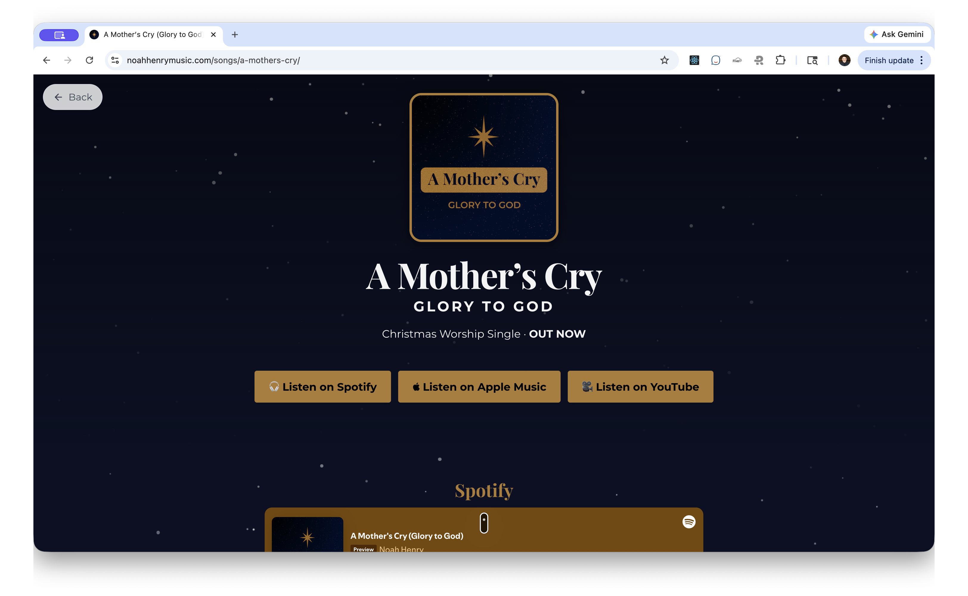 A Mother's Cry song page screenshot